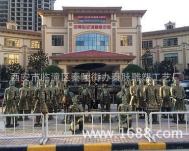 大型兵马俑军阵布置铜车马工艺品定做兵马俑摆件文化礼品兵马俑